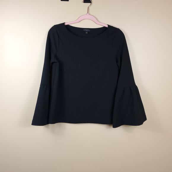 Ann Taylor Petite Flare Sleeve Knit Top In Black Size SP - Picture 1 of 10